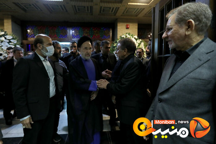 گزارش تصویری| حضور خاتمی، روحانی، خمینی و لاریجانی در مراسم ختم والده اسحاق جهانگیری