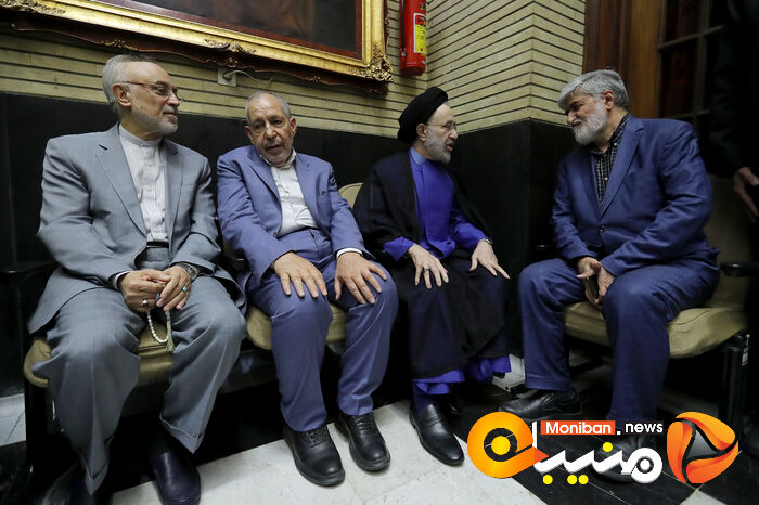 گزارش تصویری| حضور خاتمی، روحانی، خمینی و لاریجانی در مراسم ختم والده اسحاق جهانگیری
